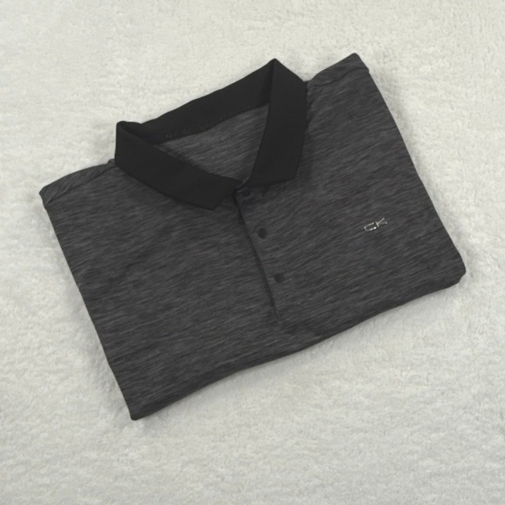 Calvin Klein Performance Mens XXL Gray Space Dye Snap Button Polo Shirt